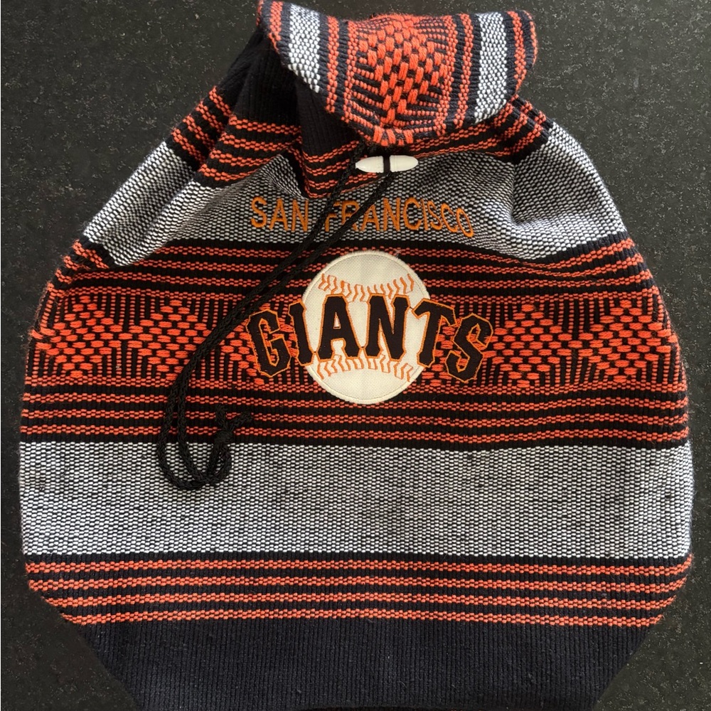 🎒 San Francisco Giants Woven Drawstring Backpack – Great Condition! 🧡🖤